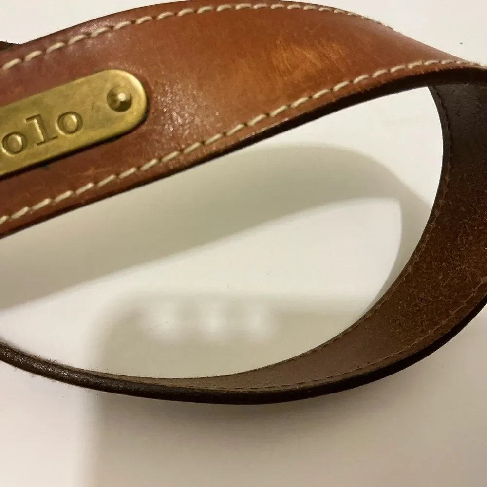 Vintage Polo by Ralph Lauren Brown Leather Belt 40/100 - Picture 3 of 5